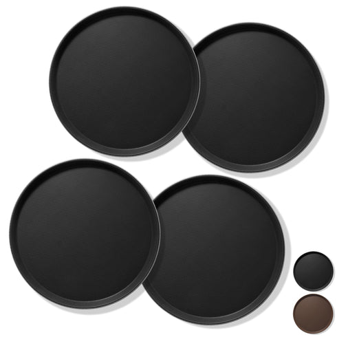 (Set of 4) Round Restaurant Serving Trays - Non-Slip NSF
